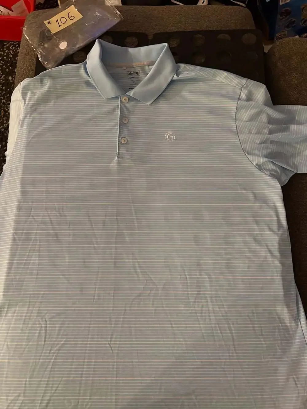 Adidas Golf Climalite Polo Shirt Size 2XL Light Blue Striped